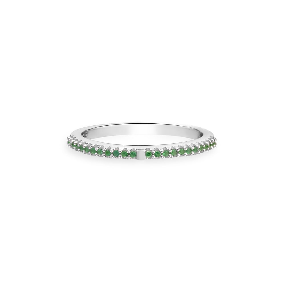 Anel Life Glam II em Prata 925 com Pedras Verdes
