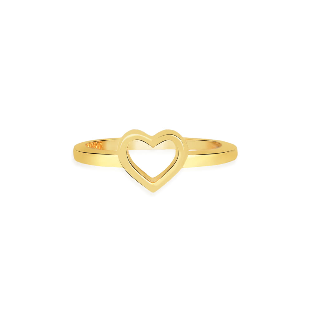 Anel Life Coração Com Banho Ouro Amarelo