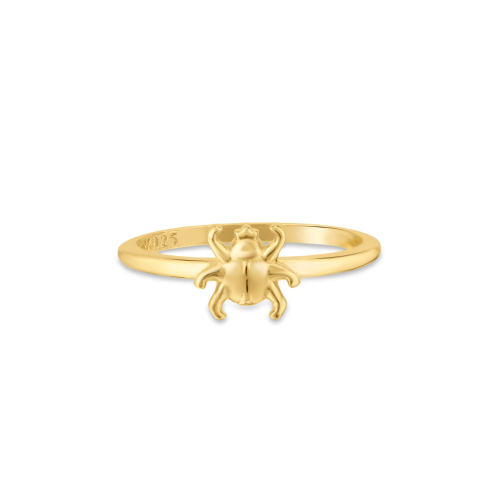 Anel Life Besouro Prata com Banho Ouro Amarelo