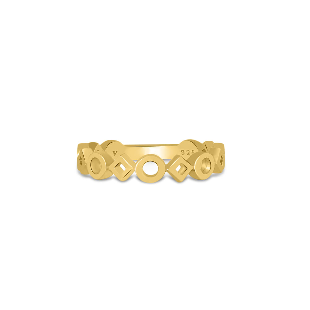 Anel Life Misto em Prata 925 com Banho de Ouro Amarelo 18k