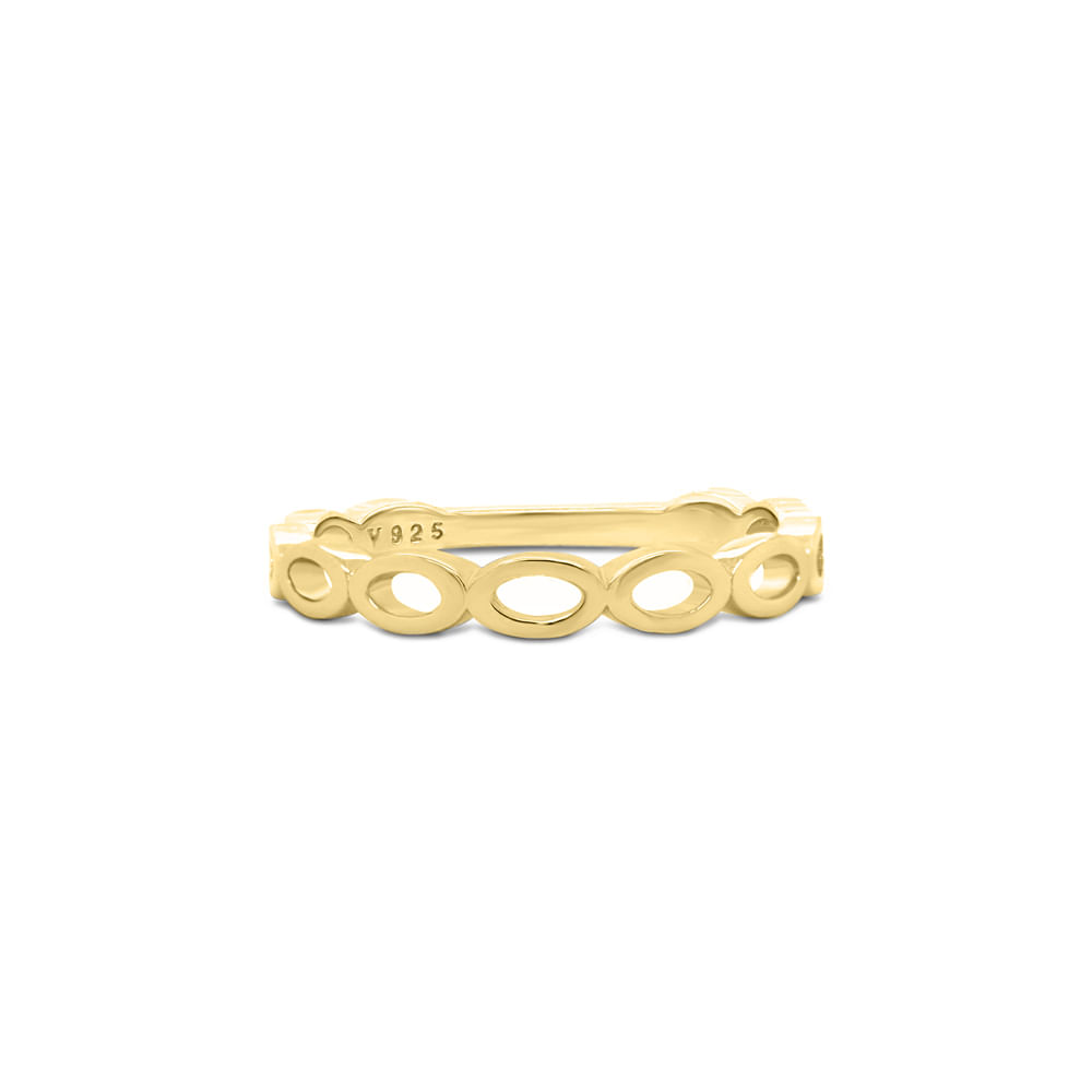 Anel Life Oval em Prata 925 com Banho de Ouro Amarelo 18k