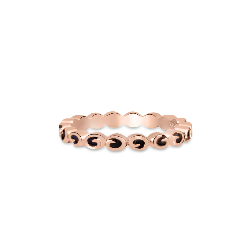 Anel Life Círculos em Liga Rosé com Banho de Ouro Rosé 18k