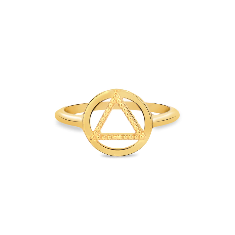 Anel Life Enigma Triângulo em Prata 925 com Banho de Ouro Amarelo 18k