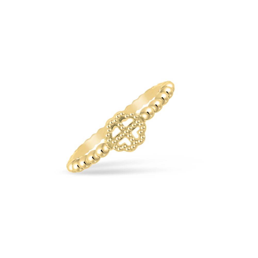 Anel Life Trevo Com Banho Ouro Amarelo