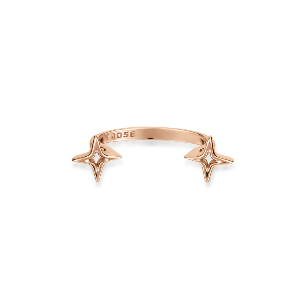 Anel Life Stars Aberto em Liga Rosé com Banho de Ouro Rosé 18k