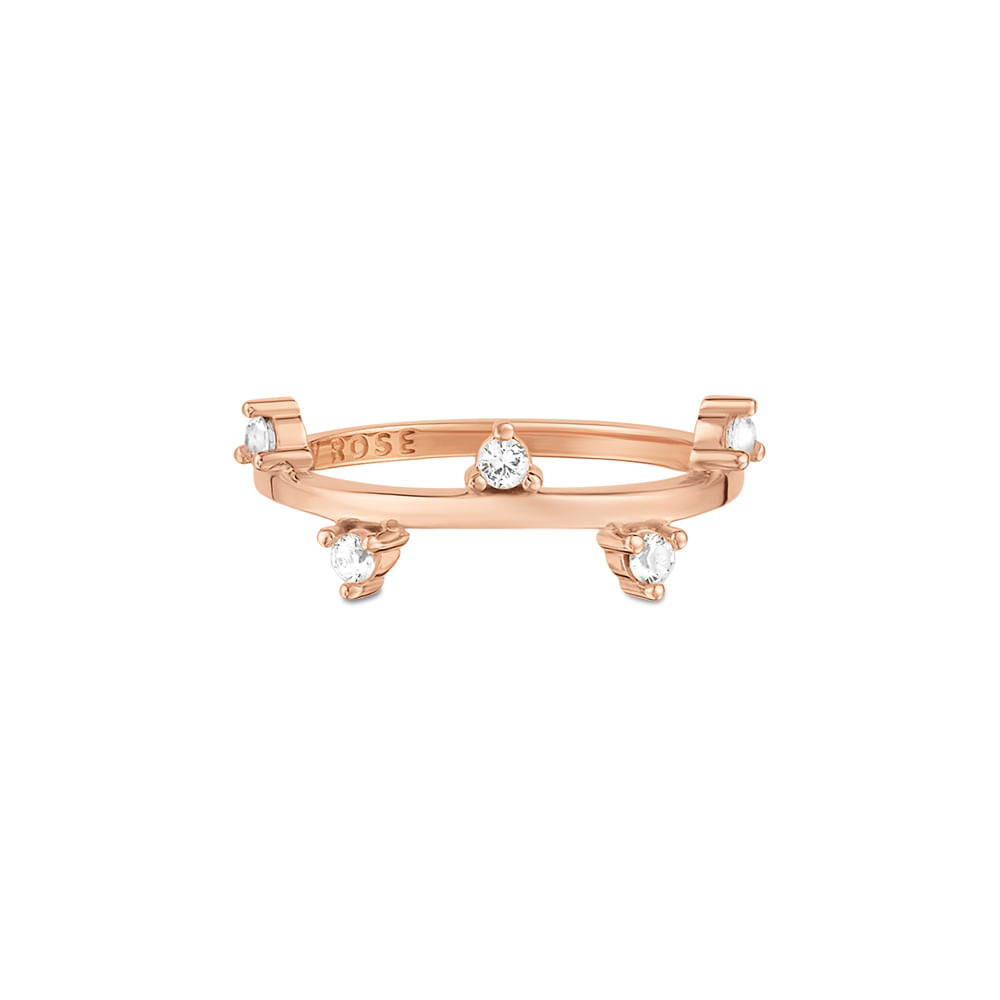 Anel Life Fancy em Liga Rosé com Banho de Ouro Rosé 18k e Pedras Incolores