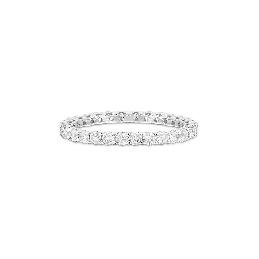 Aliança Eternity em Ouro Branco 18k com Diamantes, 2mm