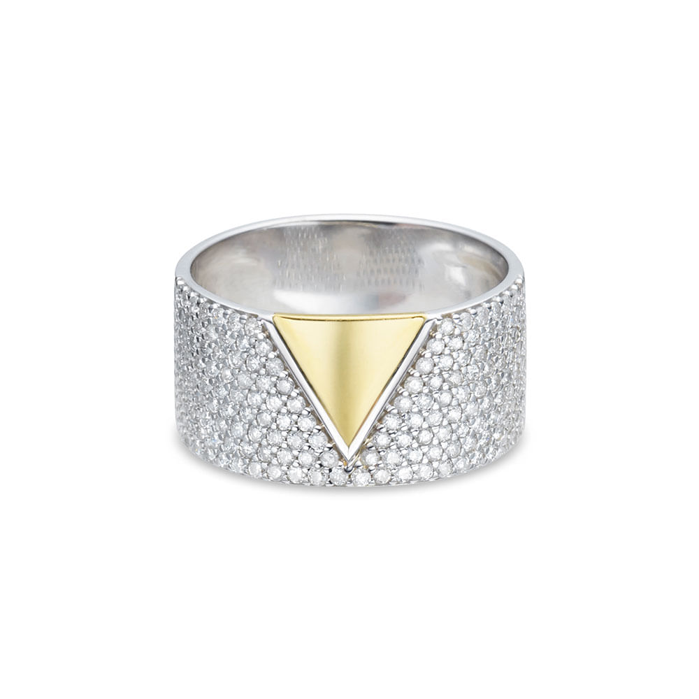 Anel Vivara em Ouro Amarelo e Ouro Branco 18k com Diamantes