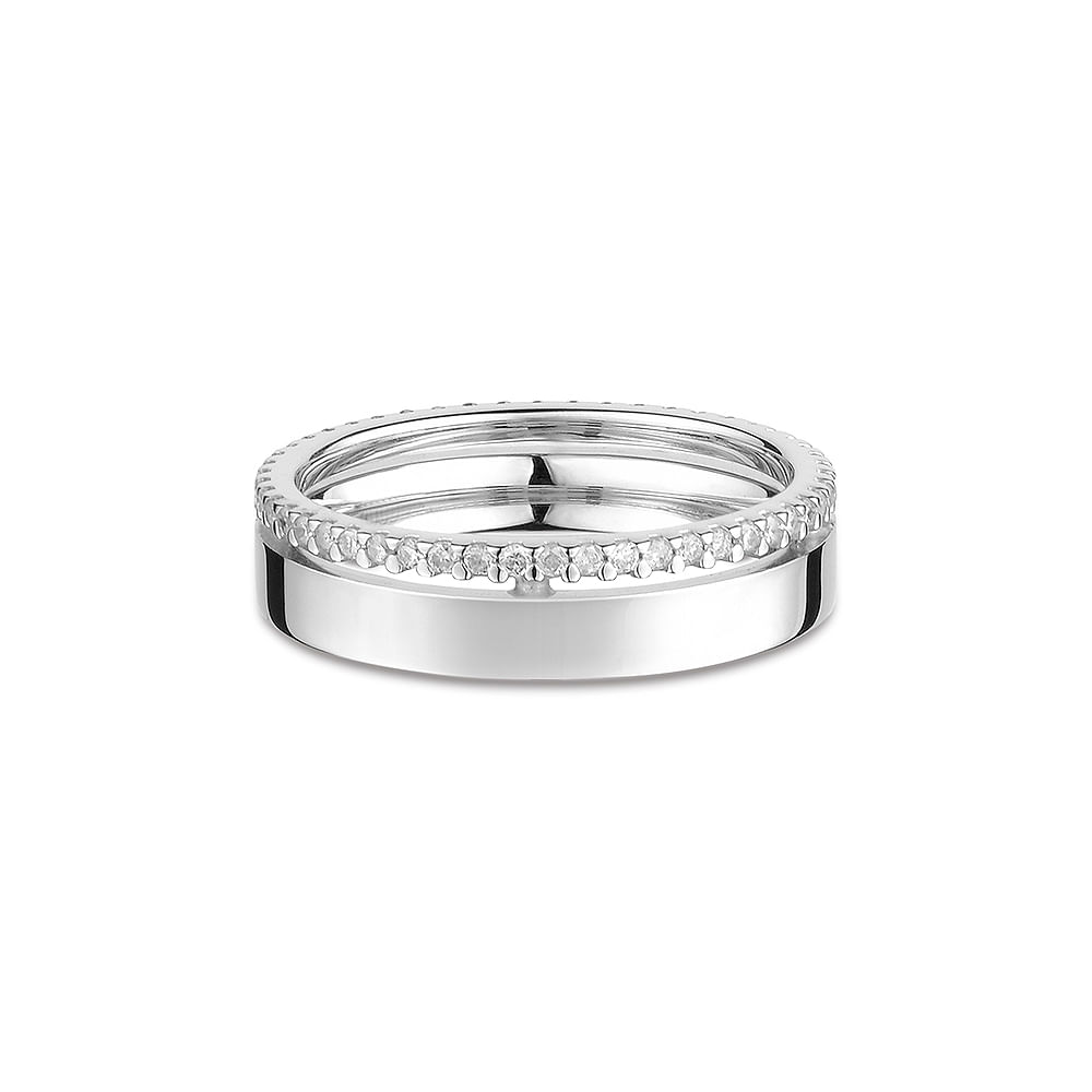 Aliança Love Me em Ouro Branco 18k e Diamantes, 5mm