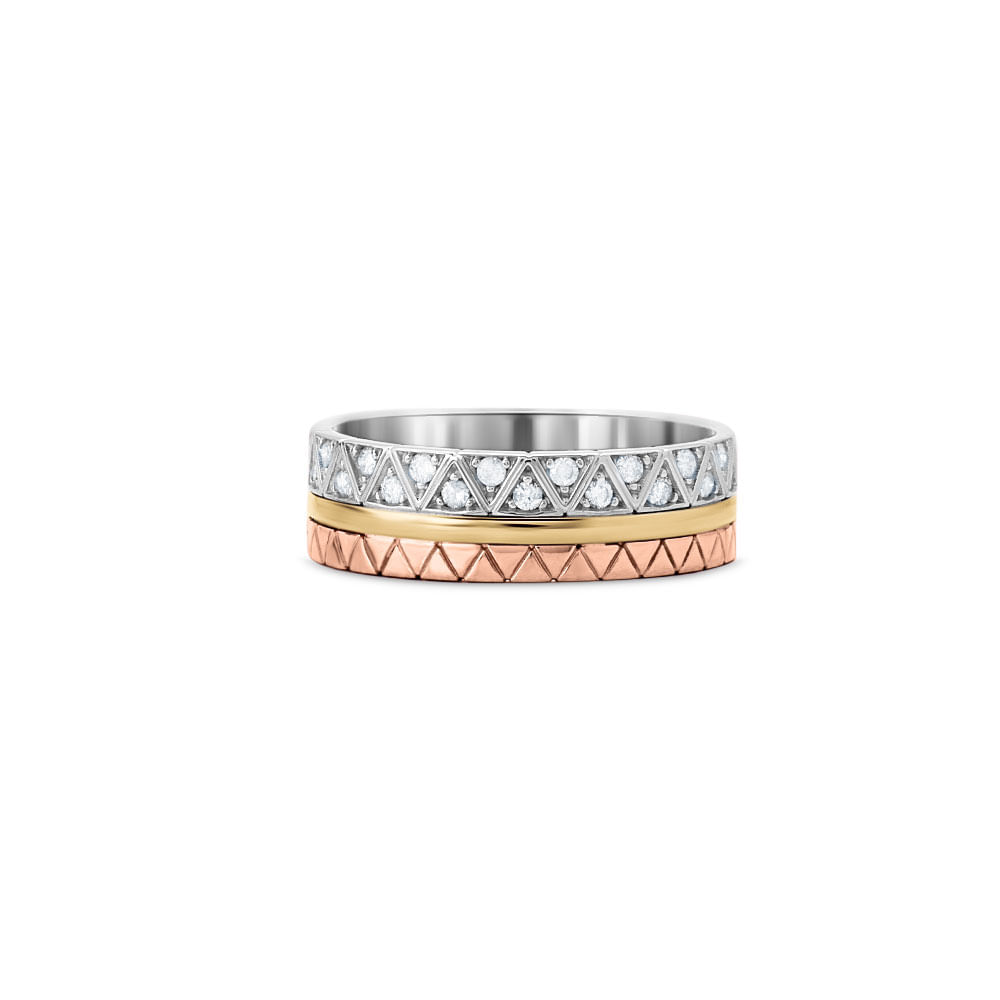 Anel Icona em Ouro Amarelo, Ouro Branco e Ouro Rosé 18k com Diamantes