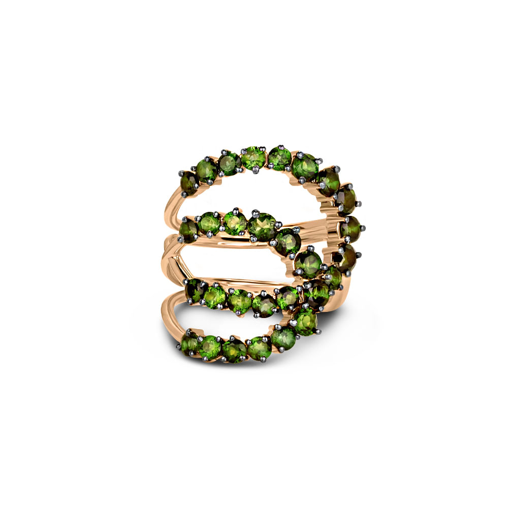 Anel Naturale em Ouro Rosé 18k com Turmalinas Verdes
