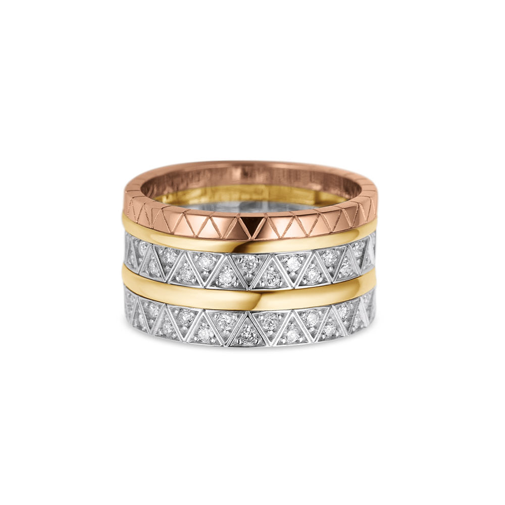 Anel Icona em Ouro Amarelo e Ouro Branco 18k com Diamantes