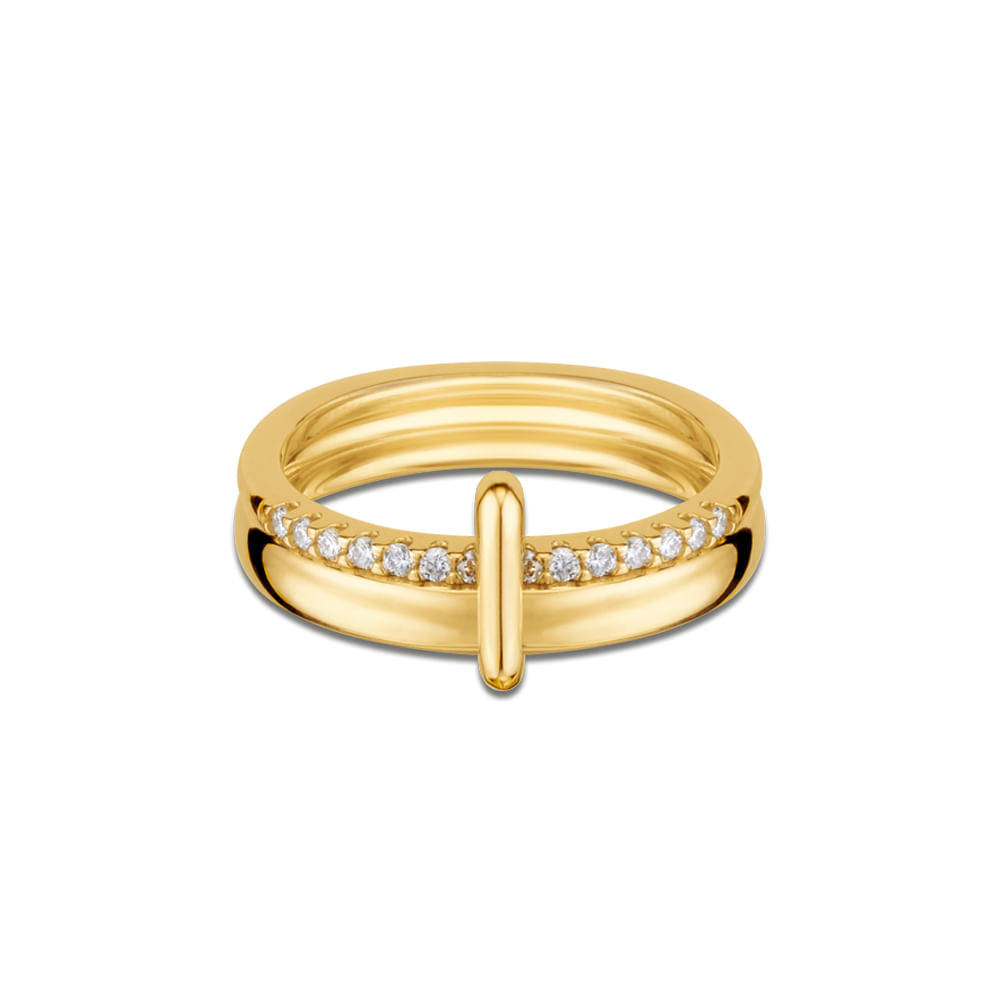 Anel Elos em Ouro Amarelo 18k com Diamantes