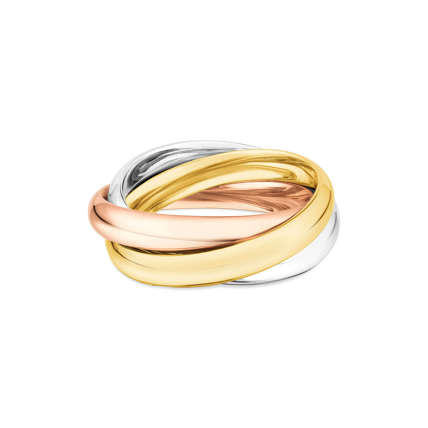 Anel Tricolore em Ouro Amarelo, Ouro Branco e Ouro Rosé 18k