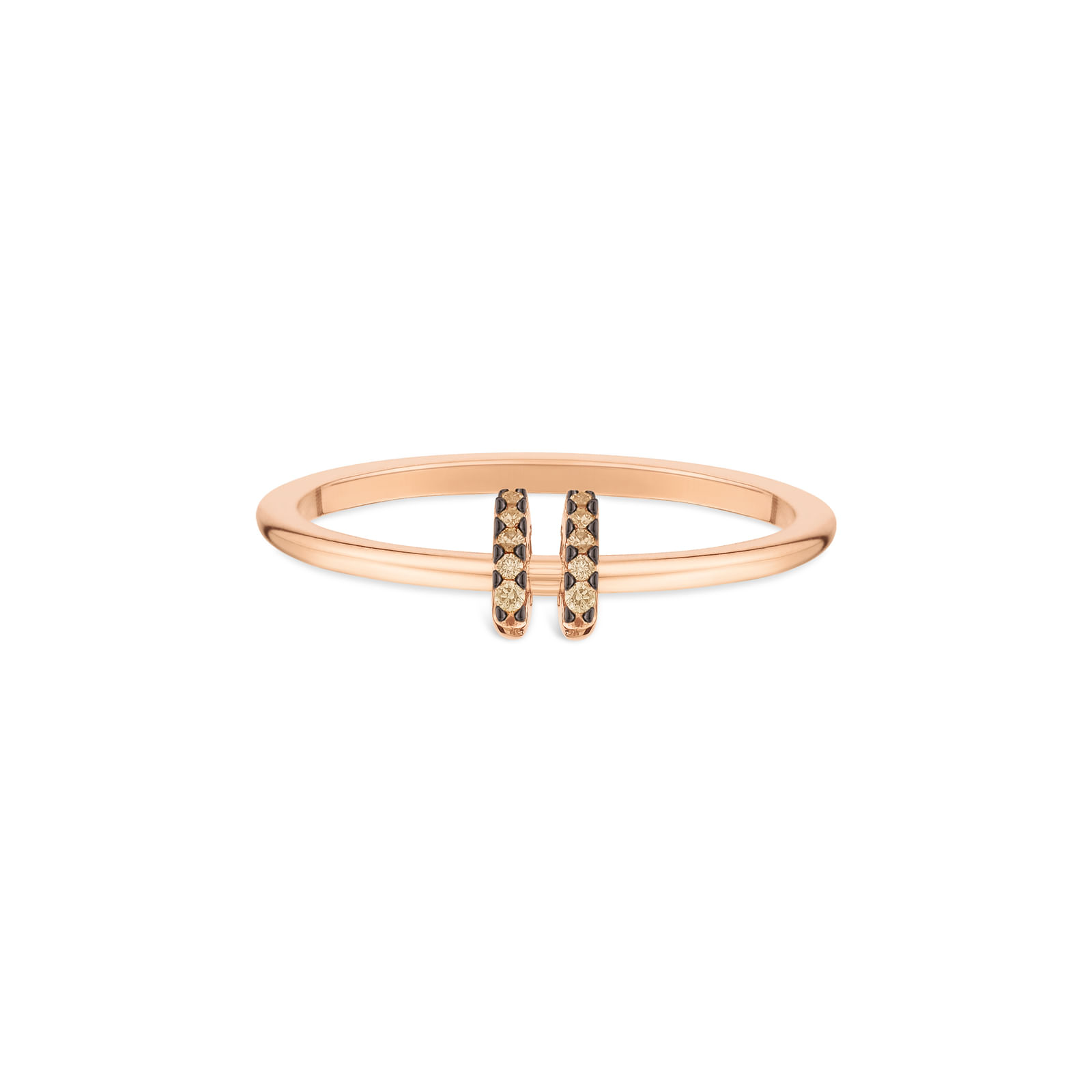 Anel Elos em Ouro Rosé 18k com Diamantes Brown