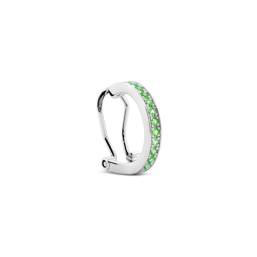 Piercing de Pressão Life Glam Prata Cravejado Verde