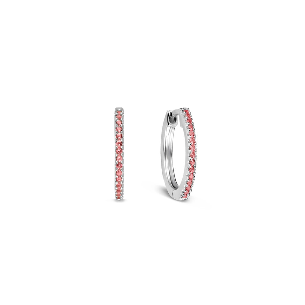 Argola Life Pavê Vermelho 12 mm