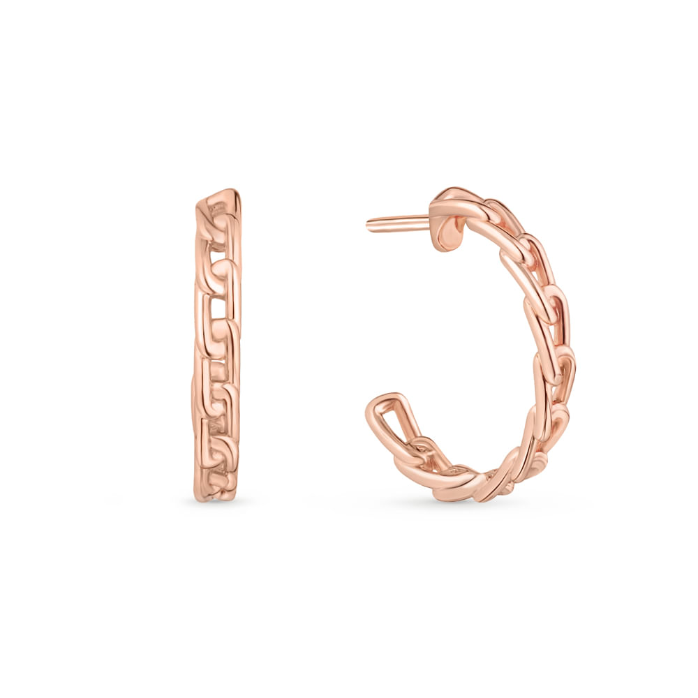 Brinco Argola Life Together em Liga Rosé com Banho de Ouro Rosé 18k, 16,5 mm