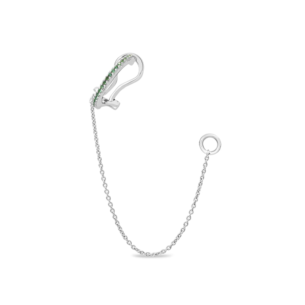 Piercing de Pressão Life Glam II Prata Cravejado Verde