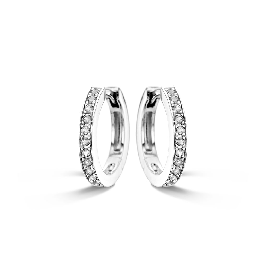 Argola Life Glam Prata Cravejado Incolor 12 mm
