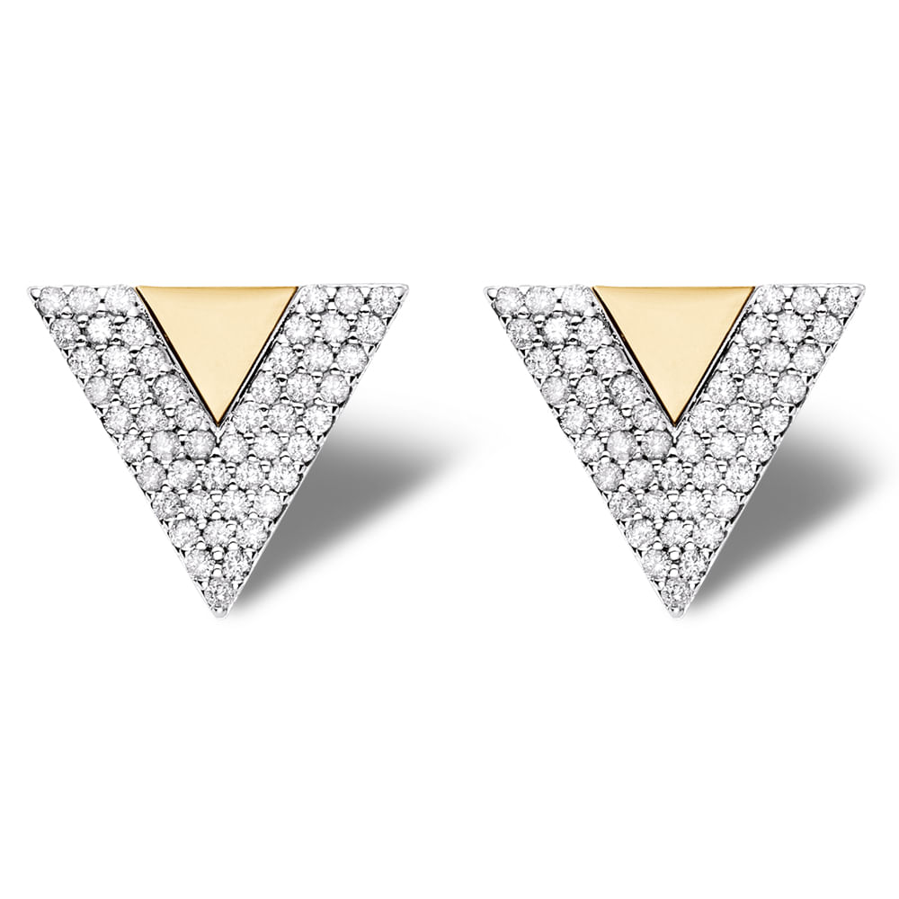 Brinco Vivara em Ouro Branco e Ouro Amarelo 18k com Diamantes