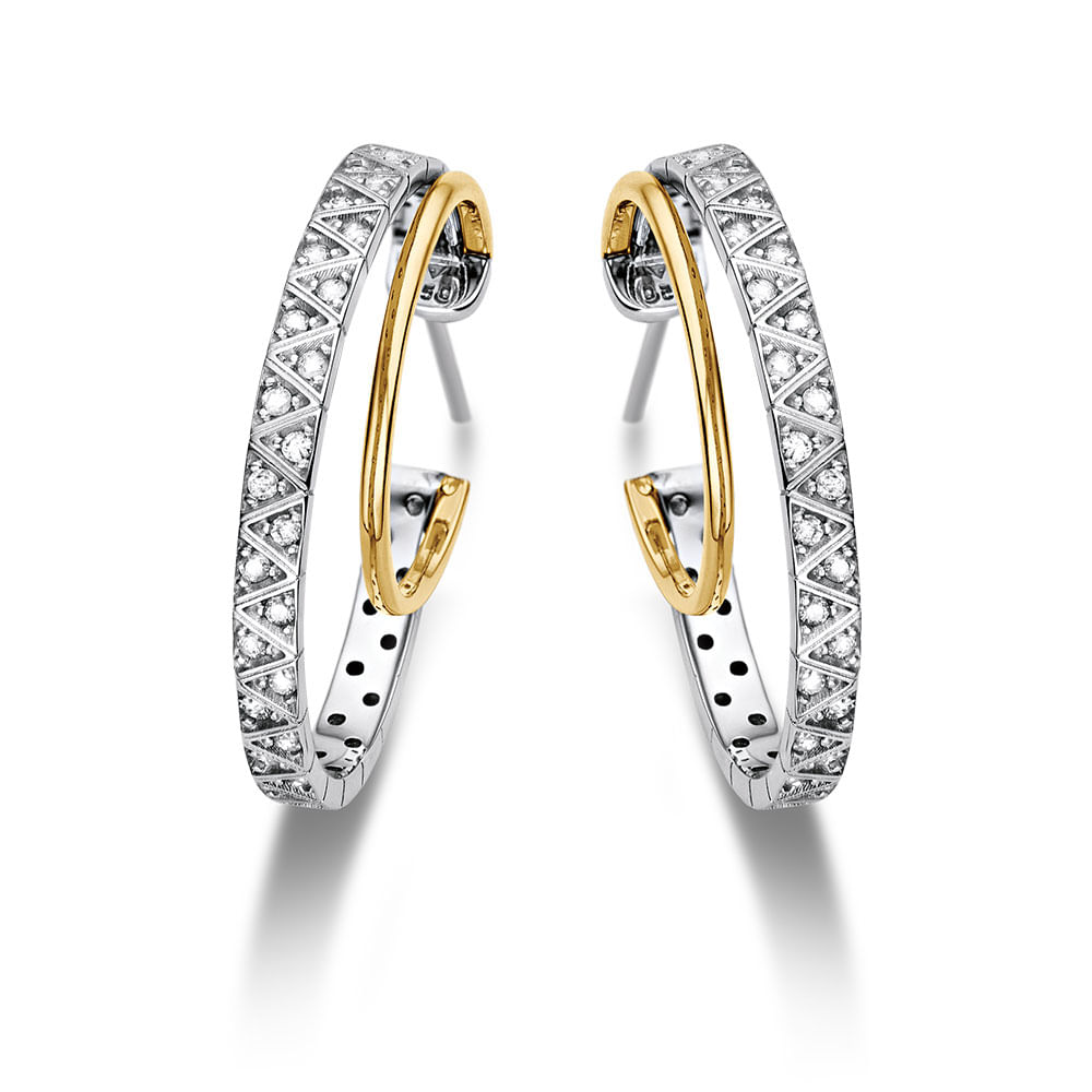 Argola Icona em Ouro Amarelo e Ouro Branco 18k com Diamantes 0,602ct, 18 mm