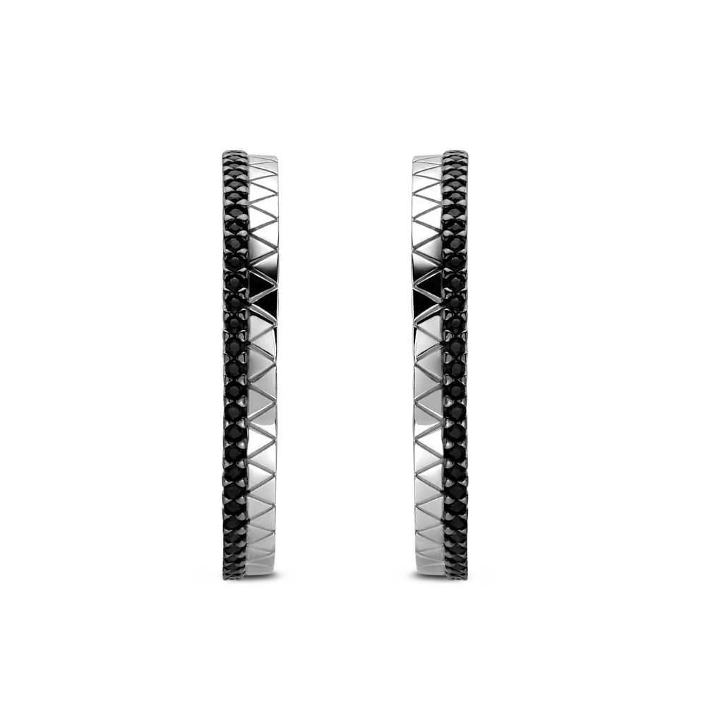 Brinco Ear Hook Icona em Prata 925 com Safiras Negras