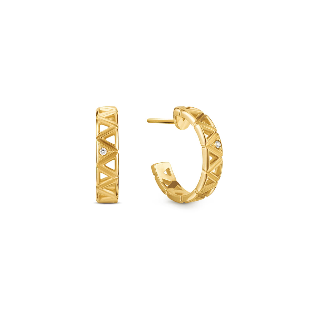Brinco Argola Icona em Ouro Amarelo 18k com Diamante