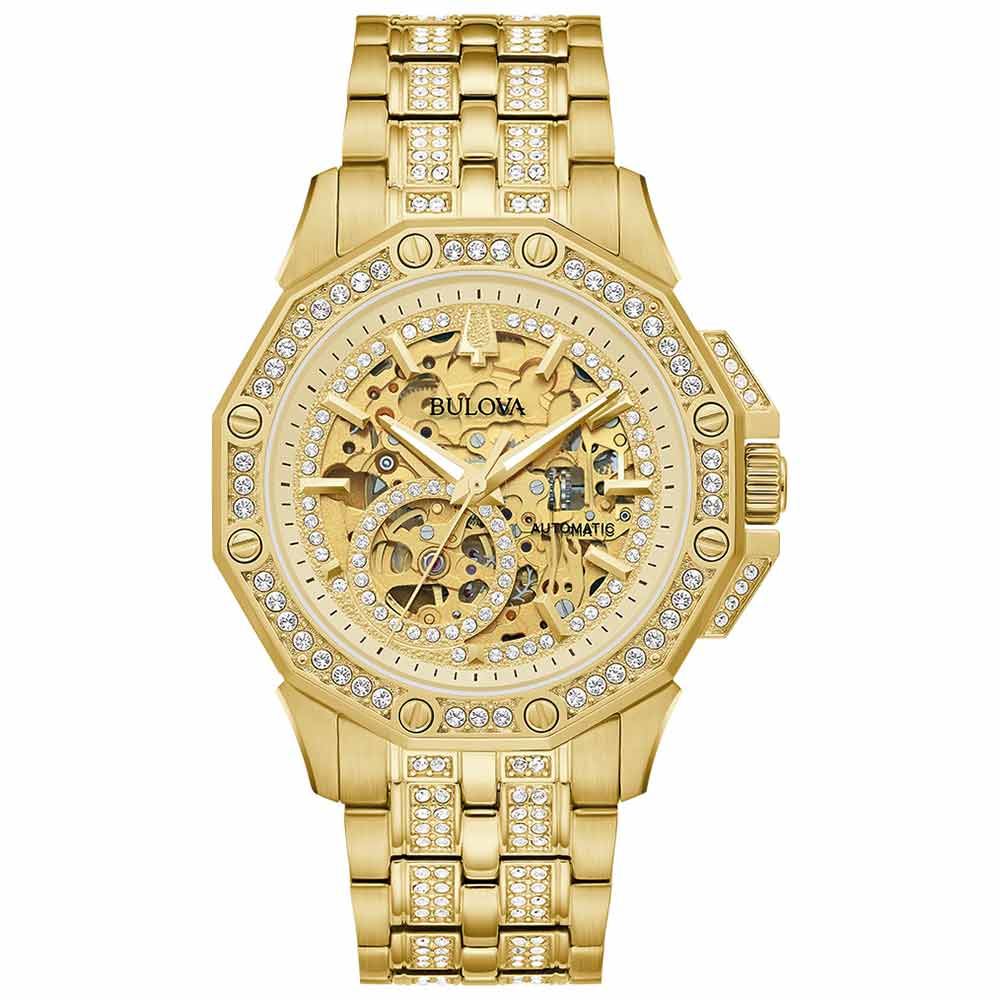Relógio Bulova Crystal Feminino Aço Dourado 98A292N