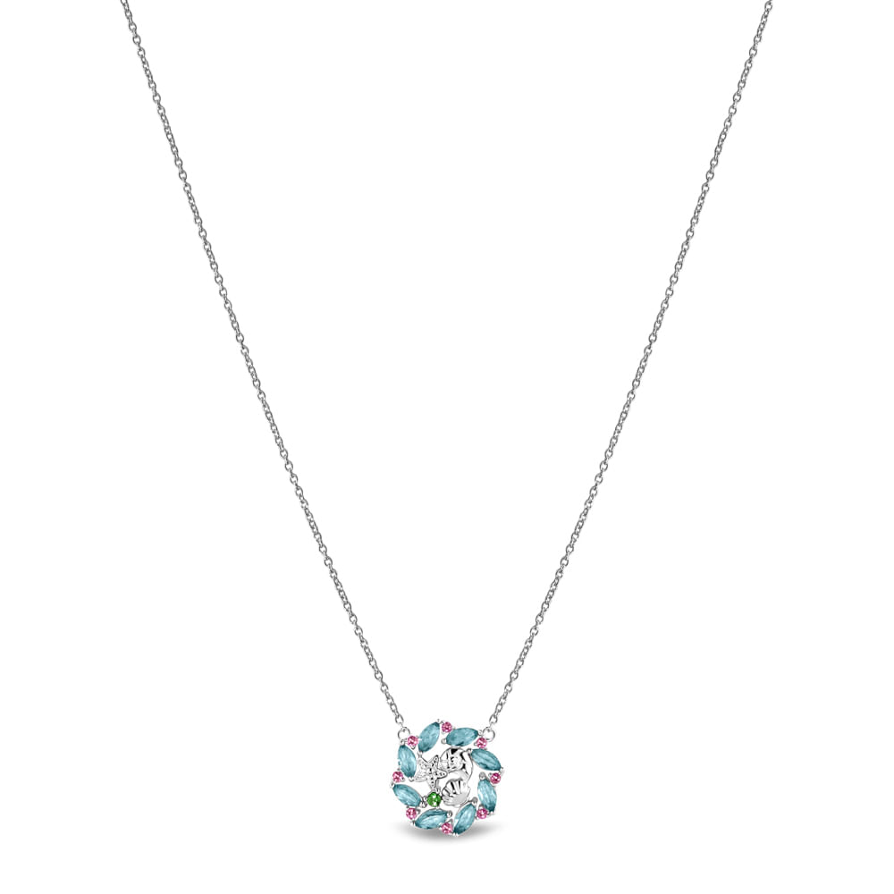Colar Life A Pequena Sereia Prata Cristal Azul
