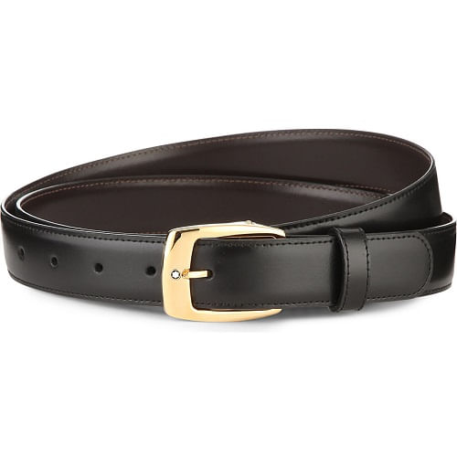 Cinto Montblanc Masculino Couro Preto e Marrom - 5562