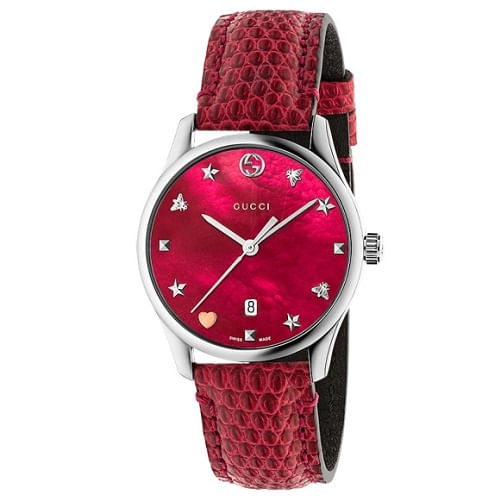 Relógio Gucci Feminino Couro Vermelho YA1264041 05 ATM