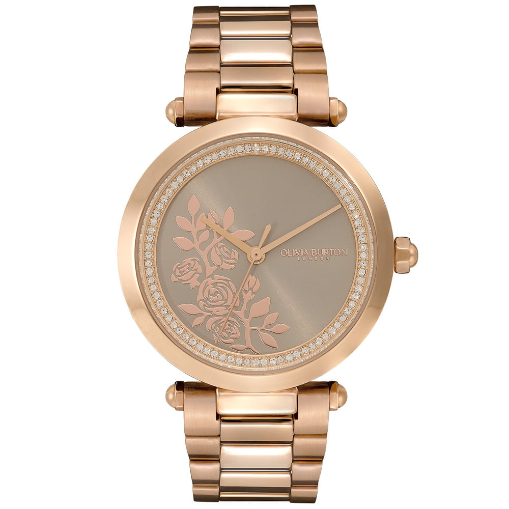 Relógio Olivia Burton Feminino Floral Aço Rosé 24000044