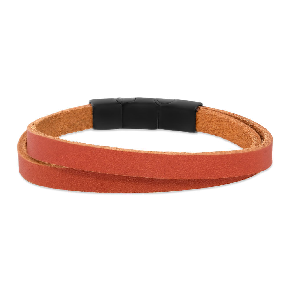 Pulseira Life Masculina Couro Marrom