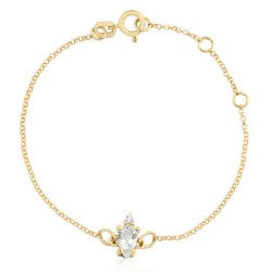 Pulseira baby em Ouro Amarelo 18k com Topázio Incolor e Diamantes