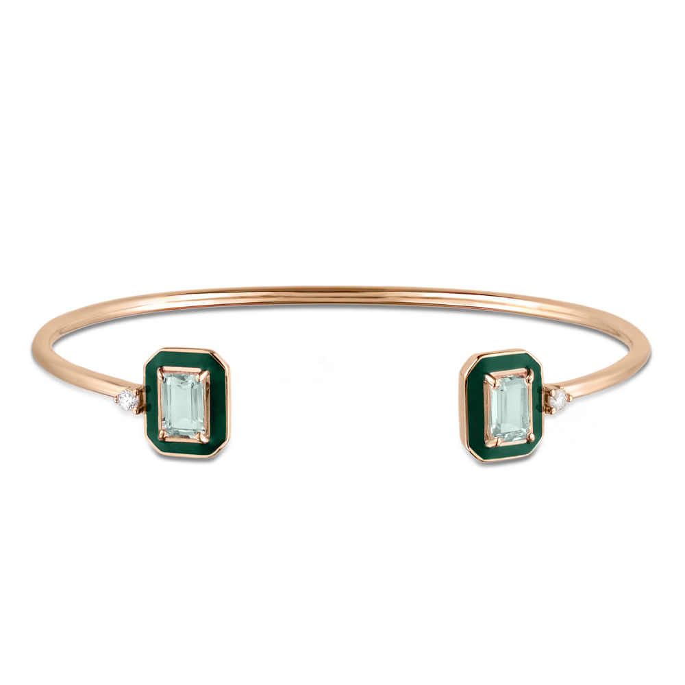 Pulseira Policroma em Ouro Rosé 18k com Prasiolitas e Diamantes
