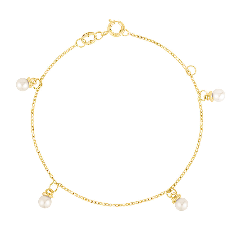 Pulseira Baby em Ouro Amarelo 18k com Pérolas
