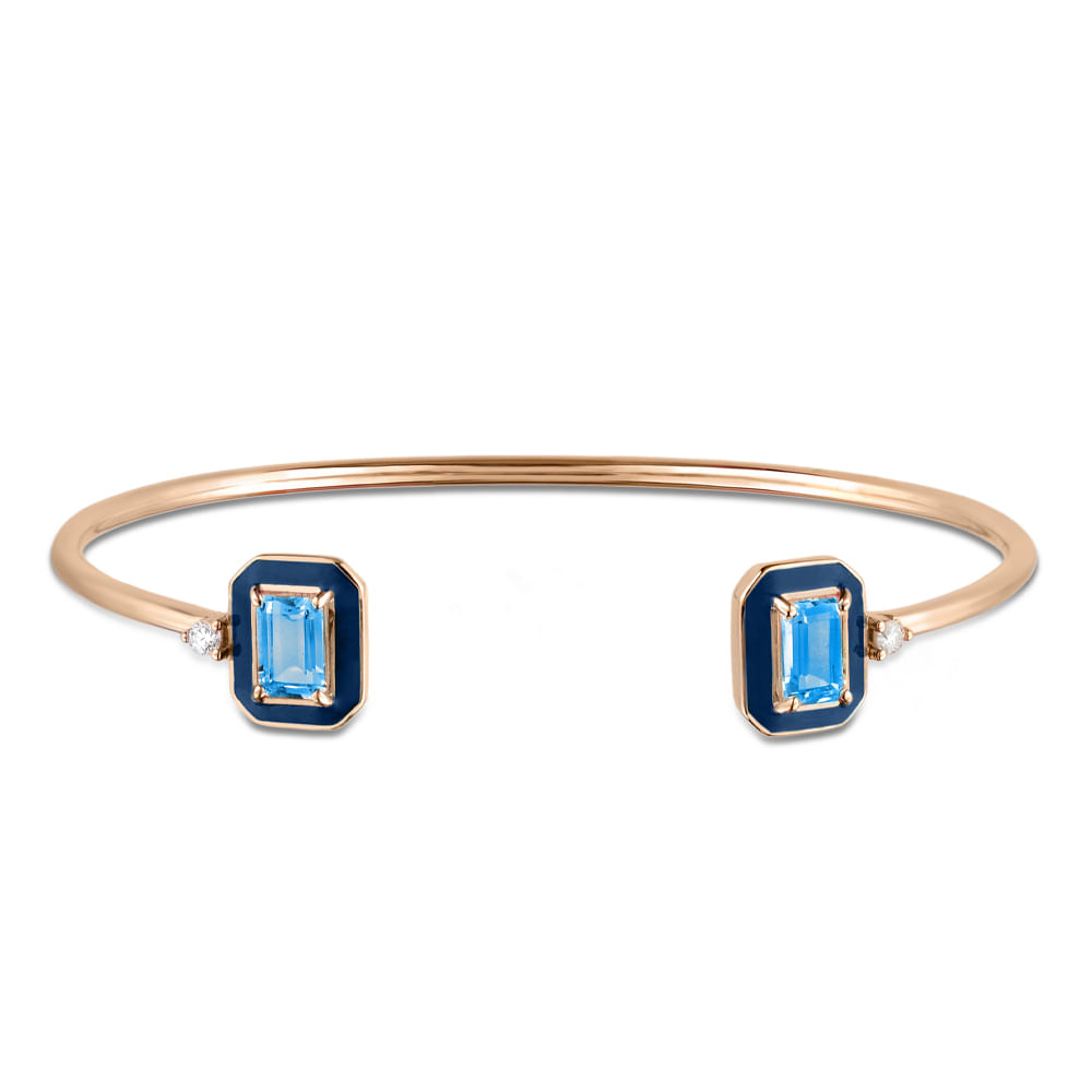 Pulseira Policroma em Ouro Rosé 18k com Topázios London e Diamantes
