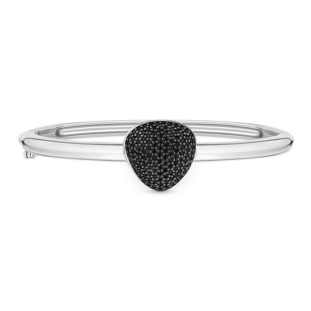 Pulseira Bold em Prata 925 com Ródio Negro e Safiras Negras