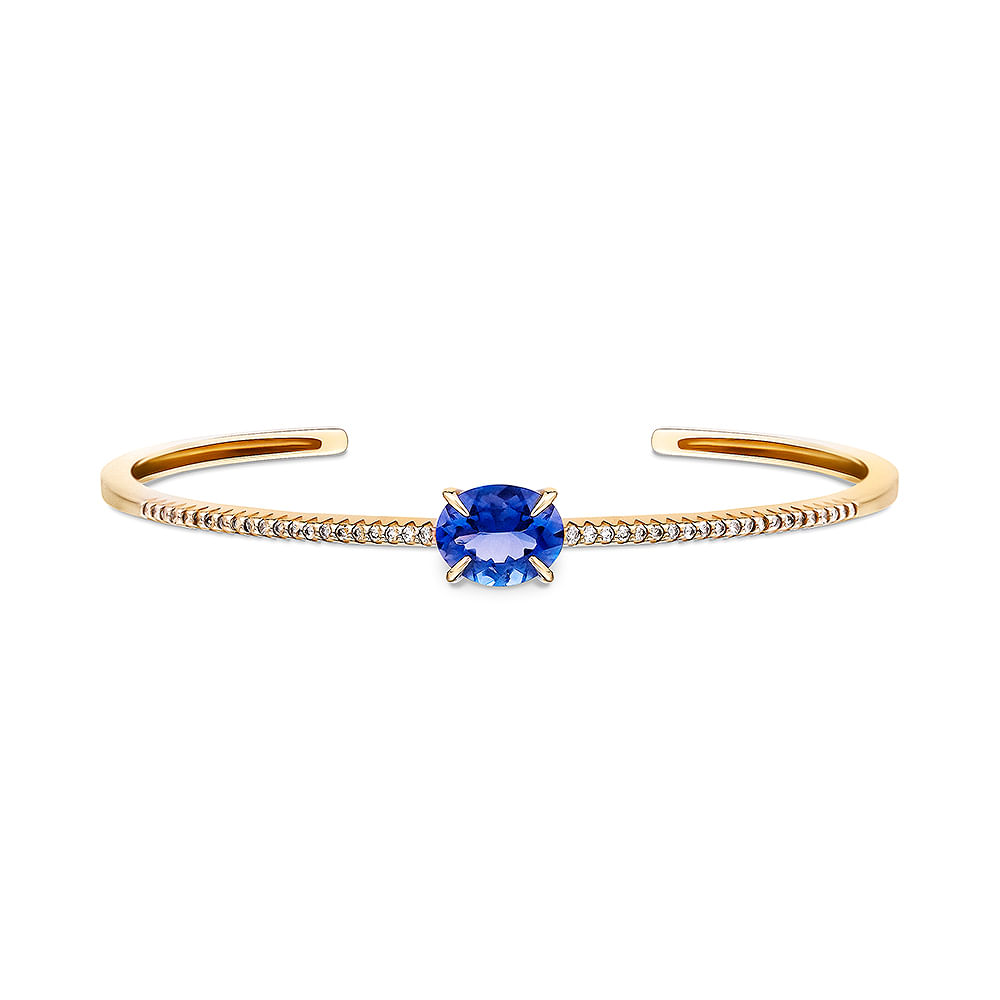 Pulseira Essenza em Ouro Champanhe 18k com Iolita e Diamantes