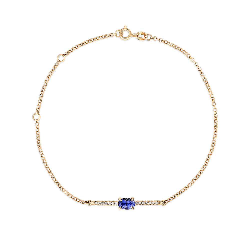 Pulseira Essenza em Ouro Champanhe 18k com Iolita e Diamantes