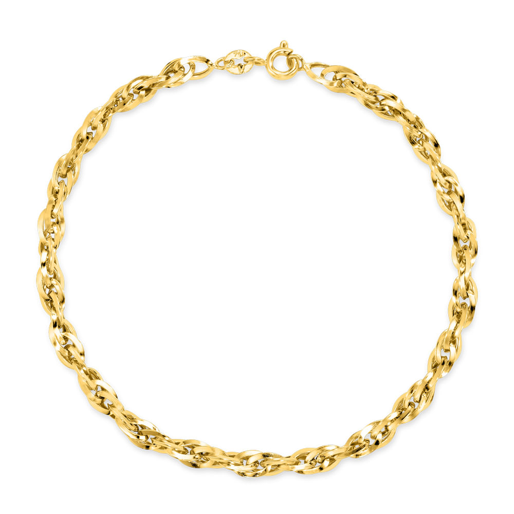 Pulseira Trançada Ouro Amarelo 18k