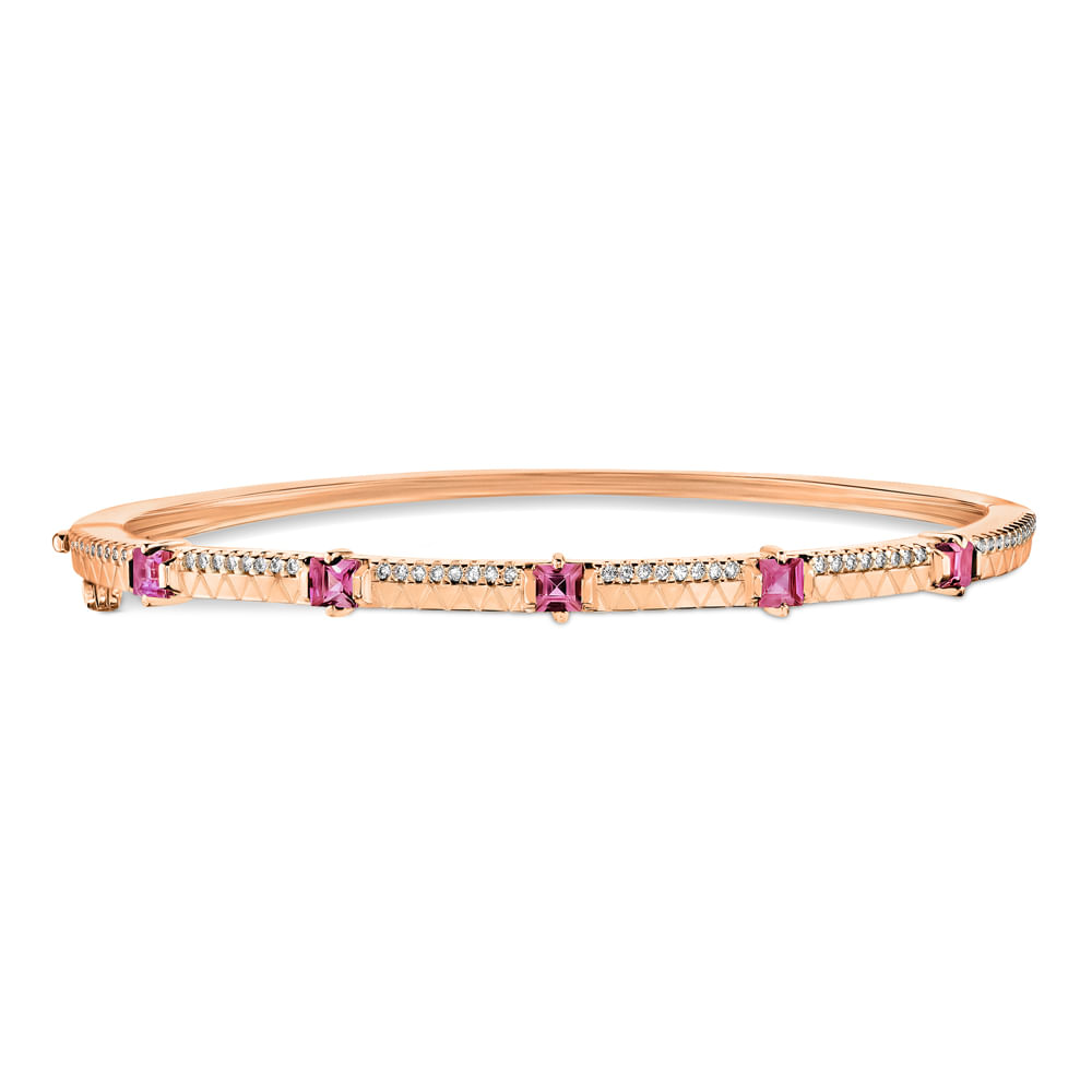 Pulseira Icona em Ouro Vivara 18k com Turmalinas Rosa e Diamantes