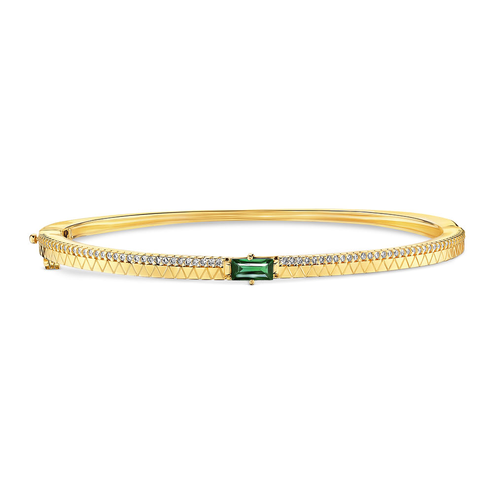 Pulseira Icona em Ouro Amarelo 18k com Turmalina Verde e Diamantes