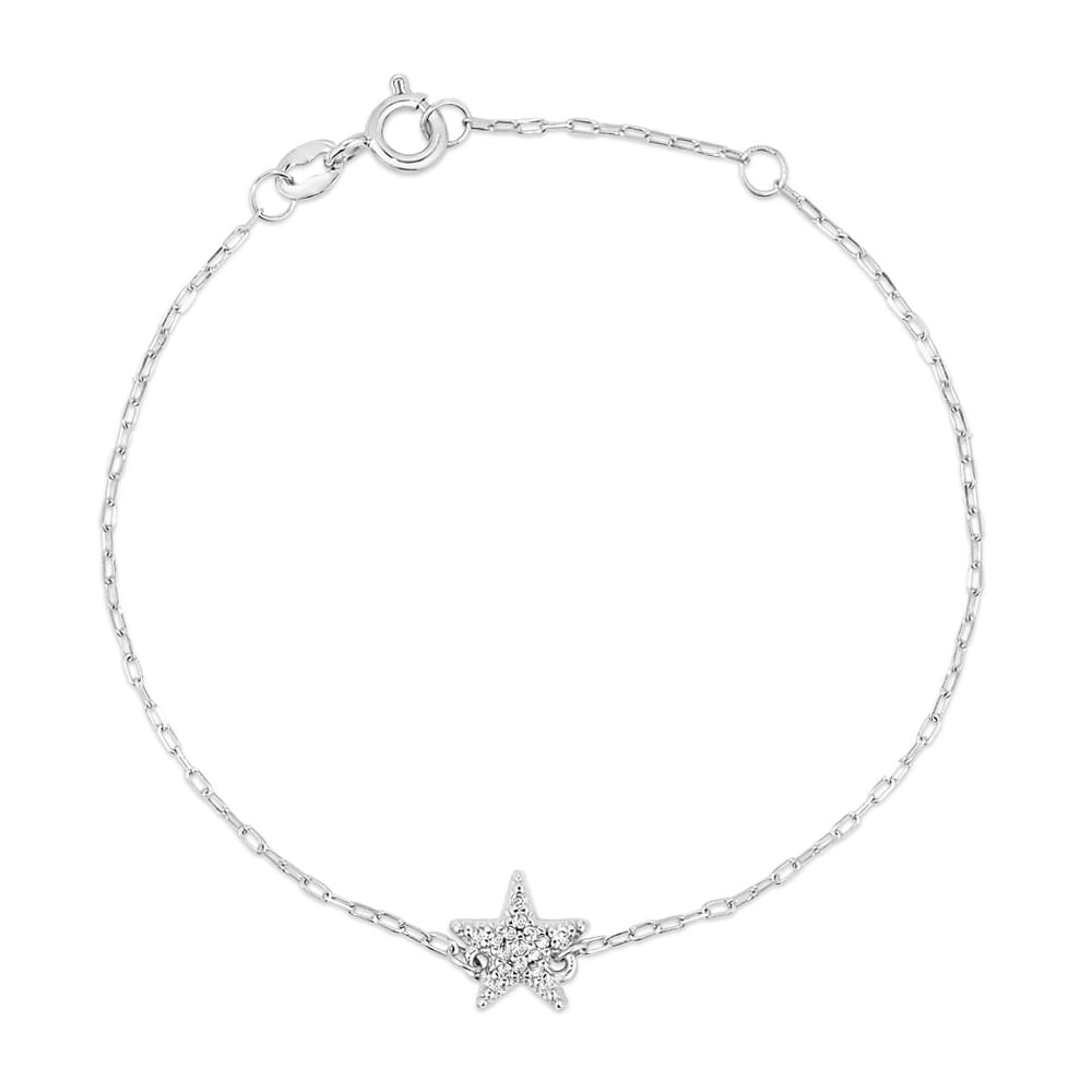 Pulseira Teen Estrela em Ouro Branco 18k com Diamantes