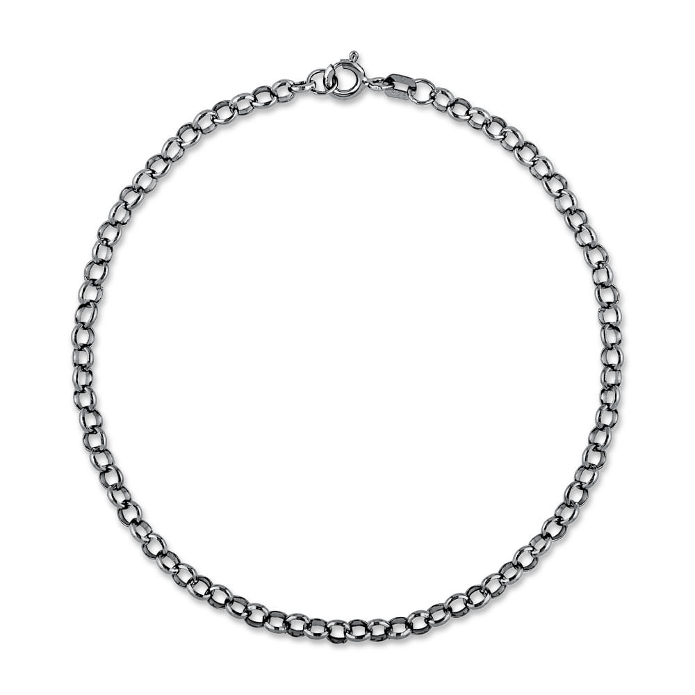 Pulseira Elos Portgueses em Prata 925 com Ródio Negro
