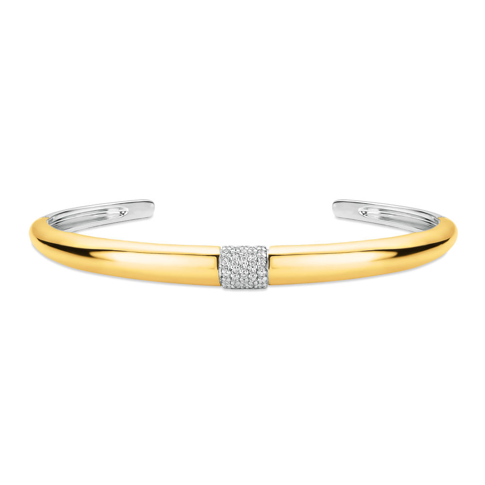 Pulseira Mykonos em Prata 925 com Ouro Amarelo 18k e Diamantes