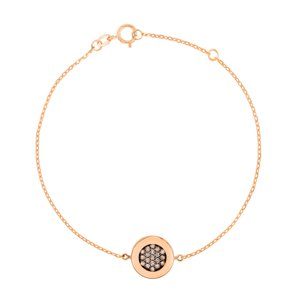 Pulseira V Love em Ouro Rosé 18k com Diamantes Brown