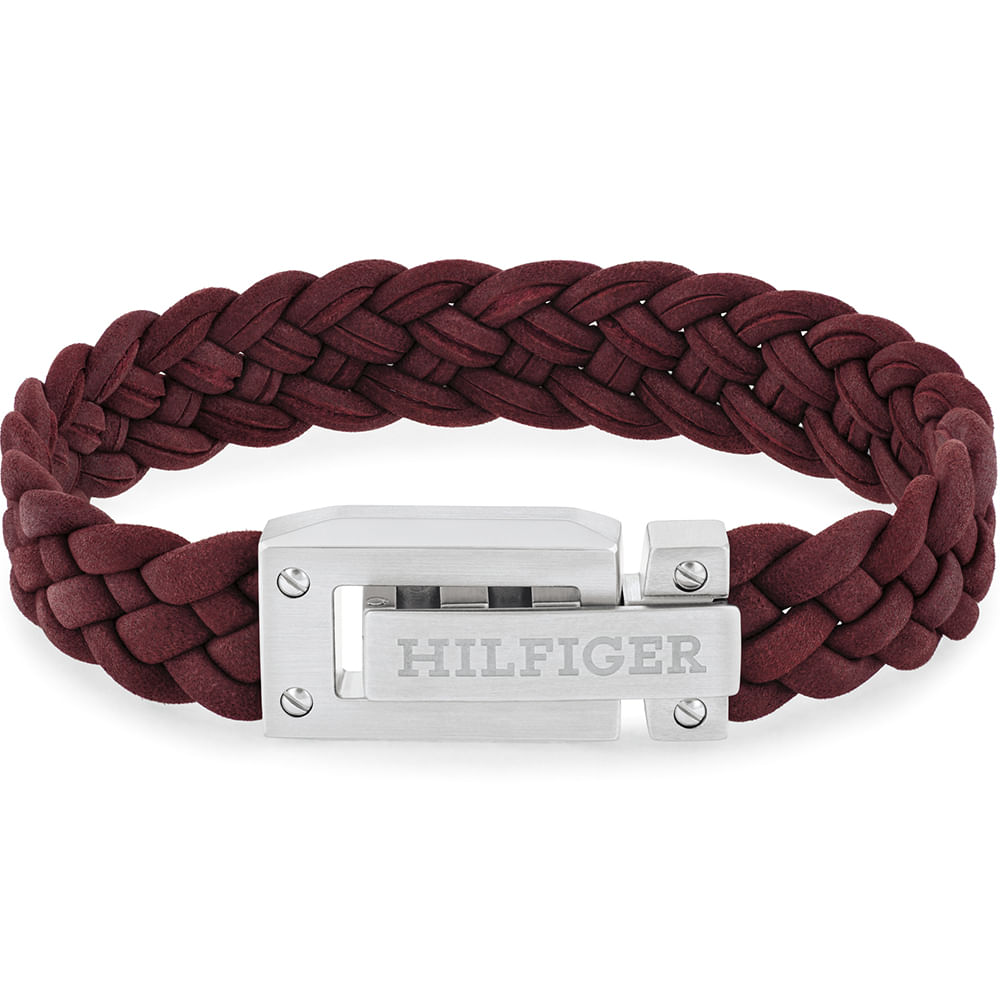Pulseira Masculina Tommy Hilfiger em Suede Bordô - 2790519