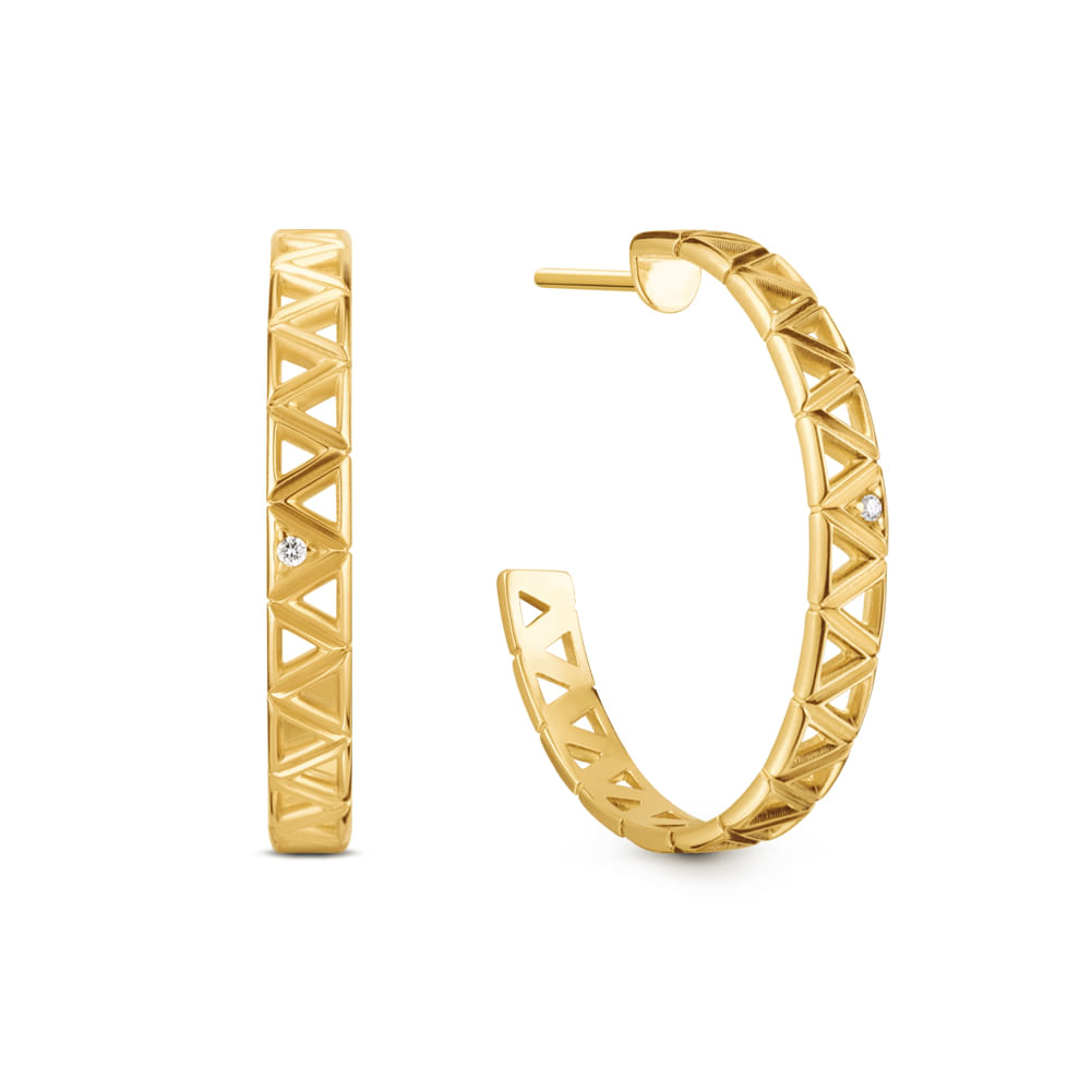 Argola Icona em Ouro Amarelo 18k com Diamantes, 10 mm